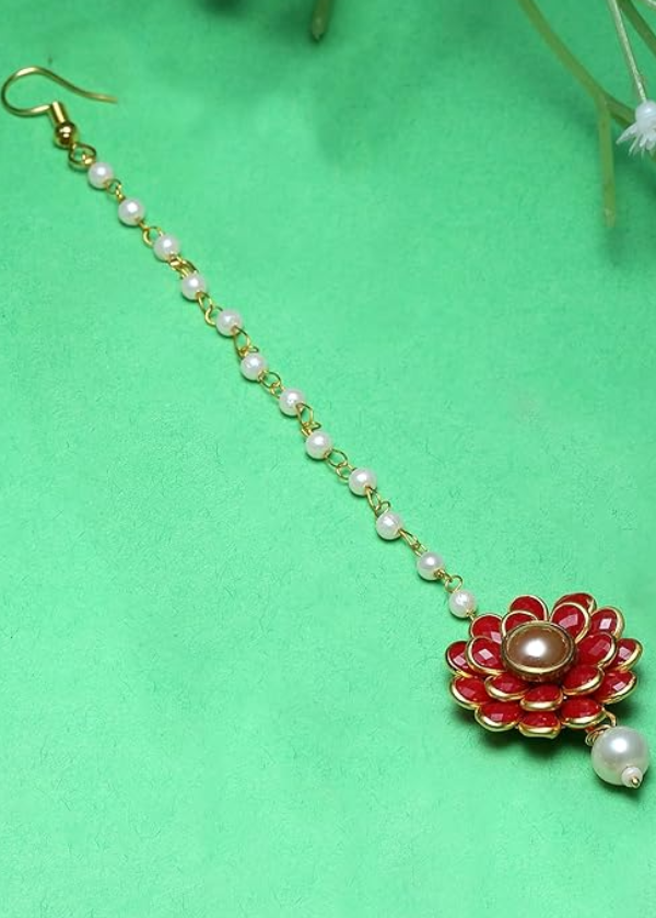  Floral Style Attractive Maang-Tikka with Pearls for Girls & Women